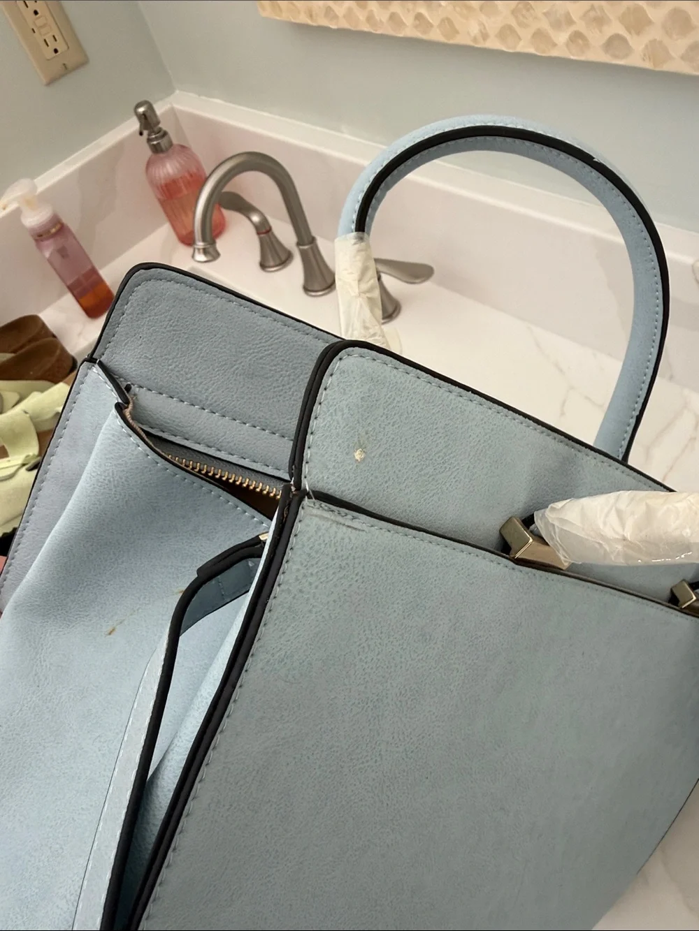 The Limited Light Blue Structured Top-Handle Satchel purse bag